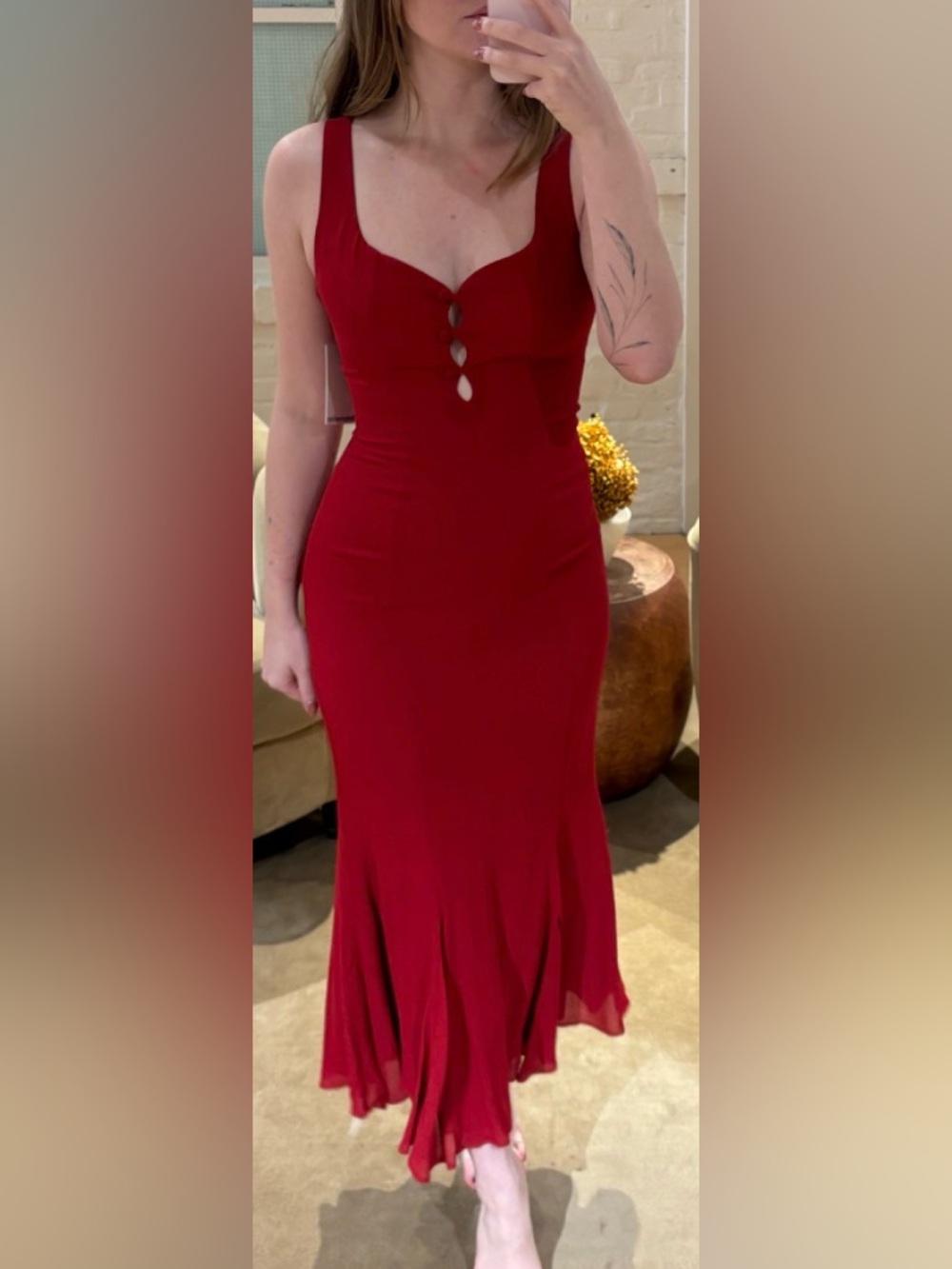 NEW REFORMATION Laine Red sleeveless midi dress sz 4
